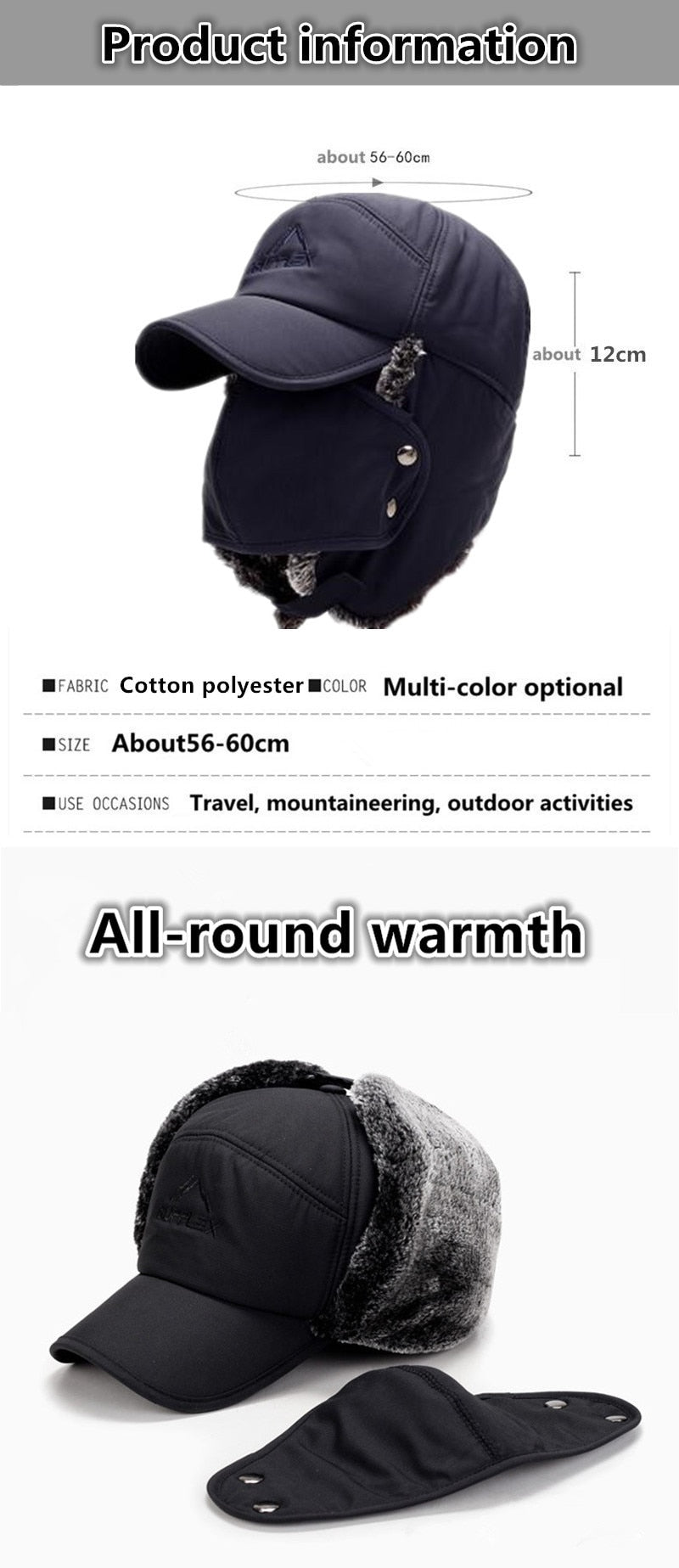 Winter Thermal Bomber Hats For Men, Women