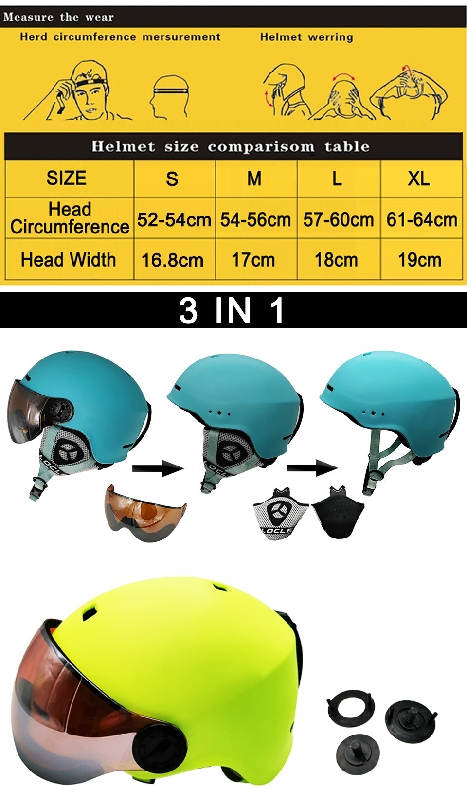 Ski Helmet With Goggles