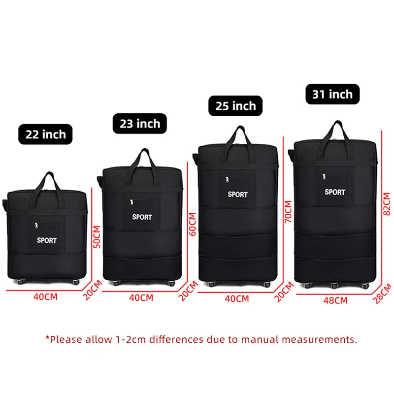 22/23/25/31Inch Rolling Luggage Multilayer Expanded Travel Wheeled Oxford Suitcase Black Men Women Foldable Weekend Trip XA856F