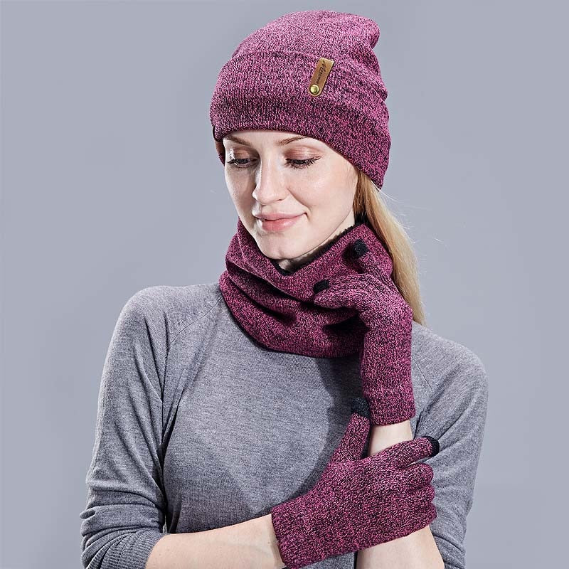 Unisex Beanies + Ring Scarf + Gloves Set freeshipping - Travell To