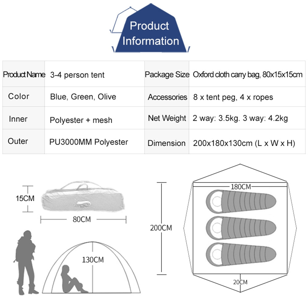 Camping Tent for 3-4 Person