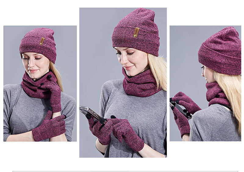 Unisex Beanies + Ring Scarf + Gloves Set freeshipping - Travell To