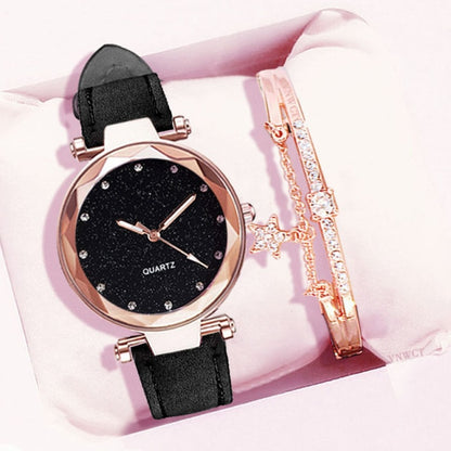 Leather Wrist Watch and Rhinestone Bracelet freeshipping - Travell To