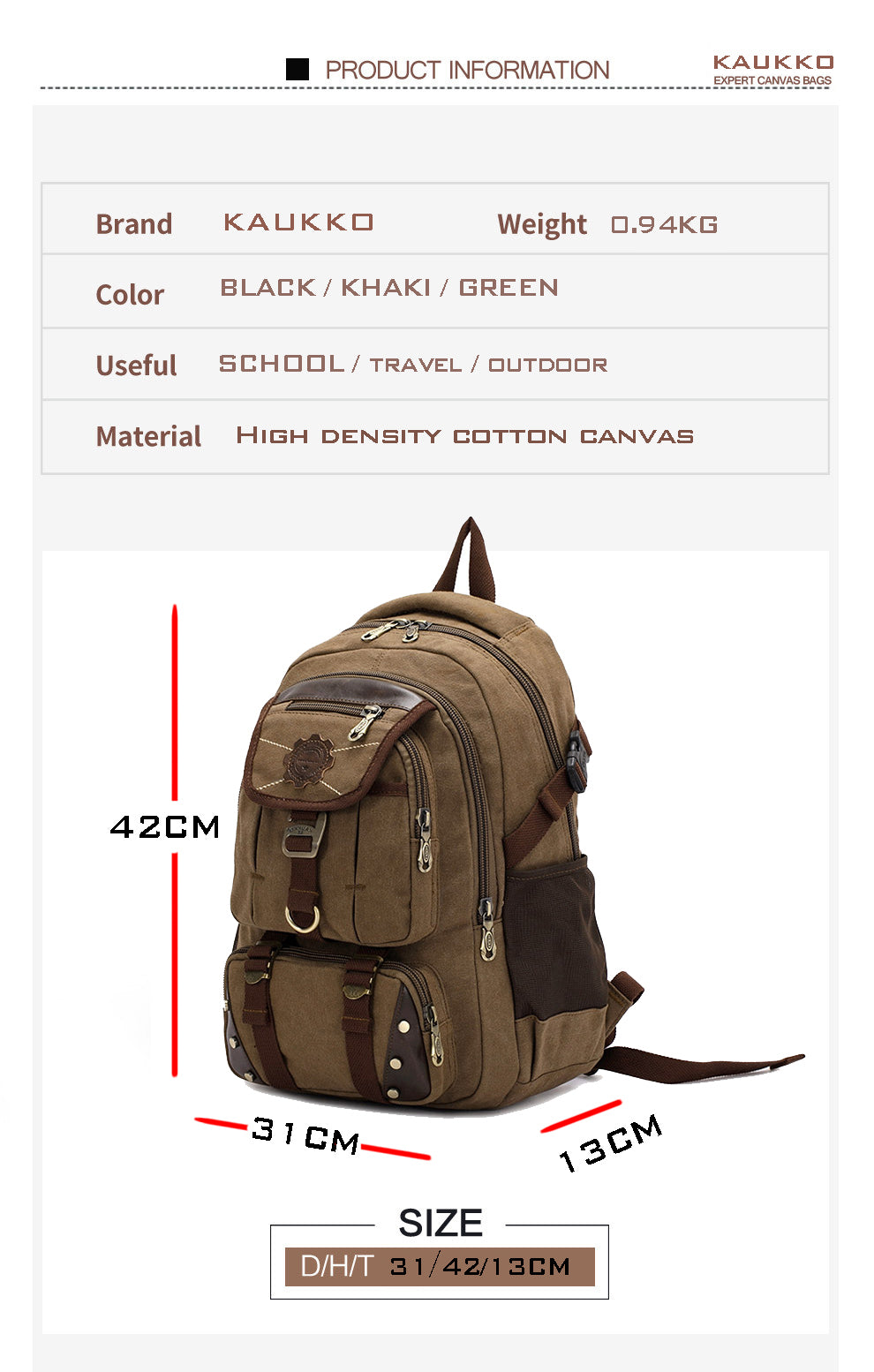 Man vintage canvas backpack - Travell To