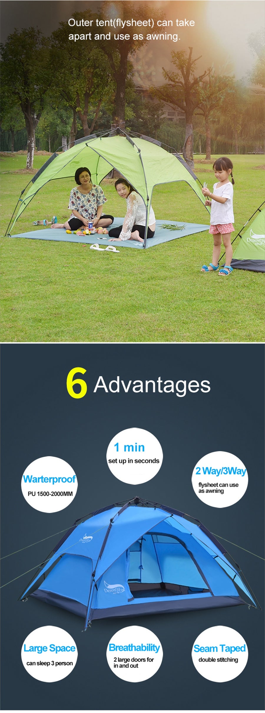 Camping Tent for 3-4 Person